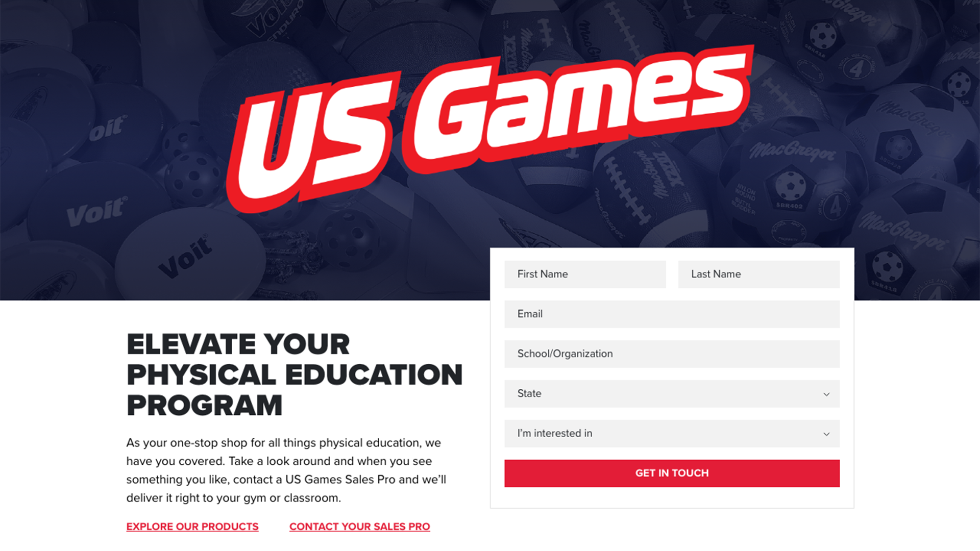US Games Lead Generation Landing Page